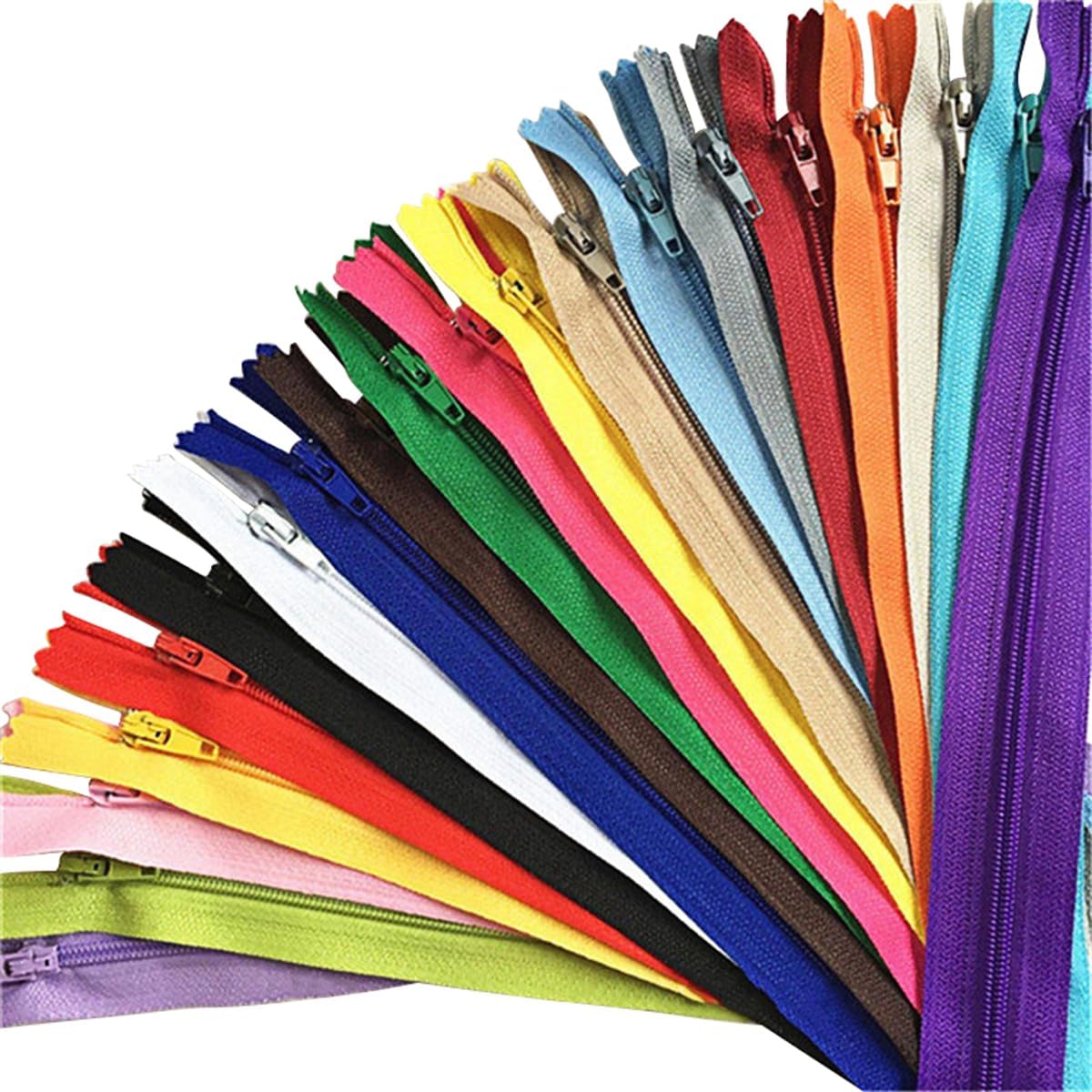 Queenbox 17.7in 100pcs 3# Solid Nylon Coil Zipper, Zipper Pull Replacement Fix Repair Kit for Tailor Sewing Craft Bag Clothing, Red