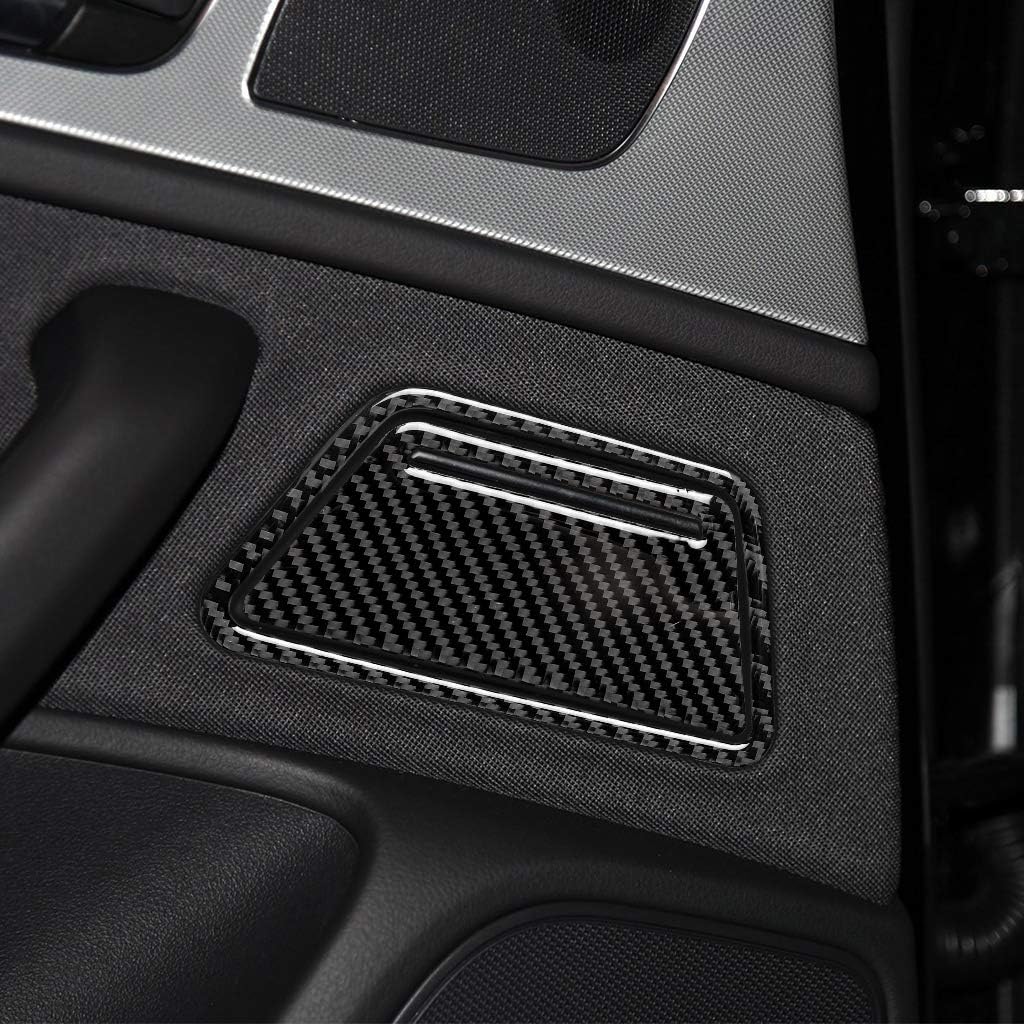 Real Carbon Fiber Interior Accessories Sticker Compatible with Audi A6 A6L 2012 2013 2014 2015 2016 2017 2018 Rear car Door ashtrays Decor Panel Decal Trim Cover Black