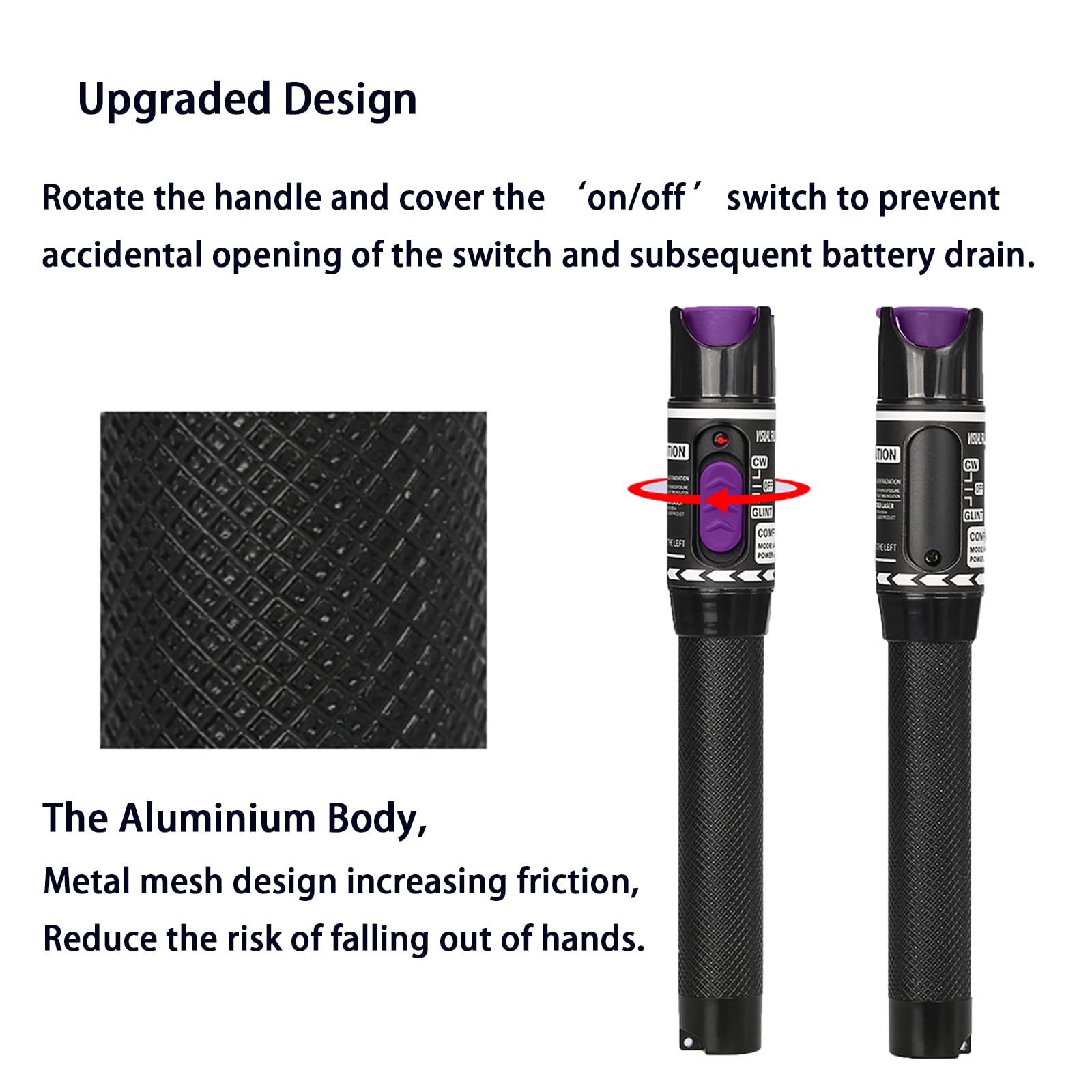 FYBOPTWU - 2pc 30km Visual Fault Locator VFL Fiber Tester Visual Fault Locator Fiber Optic Cable Tester with 2pcs Singlemode 9/125um FC Male to LC Female Adapter, Purple Switch