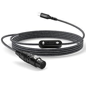J&D USB C to XLR Microphone Cable, 2 in 1 Audio Cord with Switch Button, Supports Audio Recording and Playback, Compatible with iPhone 15 Series, XLR Female Connector, 6.6 feet