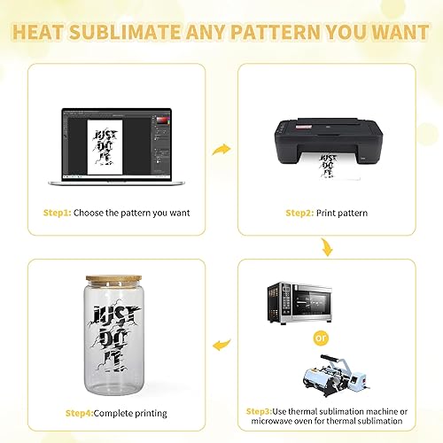 Miniatura 5 de sweet grain Vidrio de sublimación transparente con tapa de bambú, 16 onzas, 25 unidades, vaso de sublimación de boca ancha para café helado, jugo,