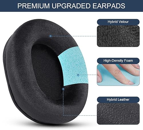 Miniatura 10 de GVOEARS Almohadillas de repuesto para HyperX CloudAlpha, Audio Technica M50XM40X, Turtle Beach Stealth, almohadillas para los oídos también se