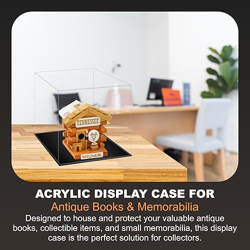 Vista 19 de Better Display Cases Versátil vitrina de acrílico transparente - Caja rectangular grande con base blanca 18" x 12" x 3" (BK09)