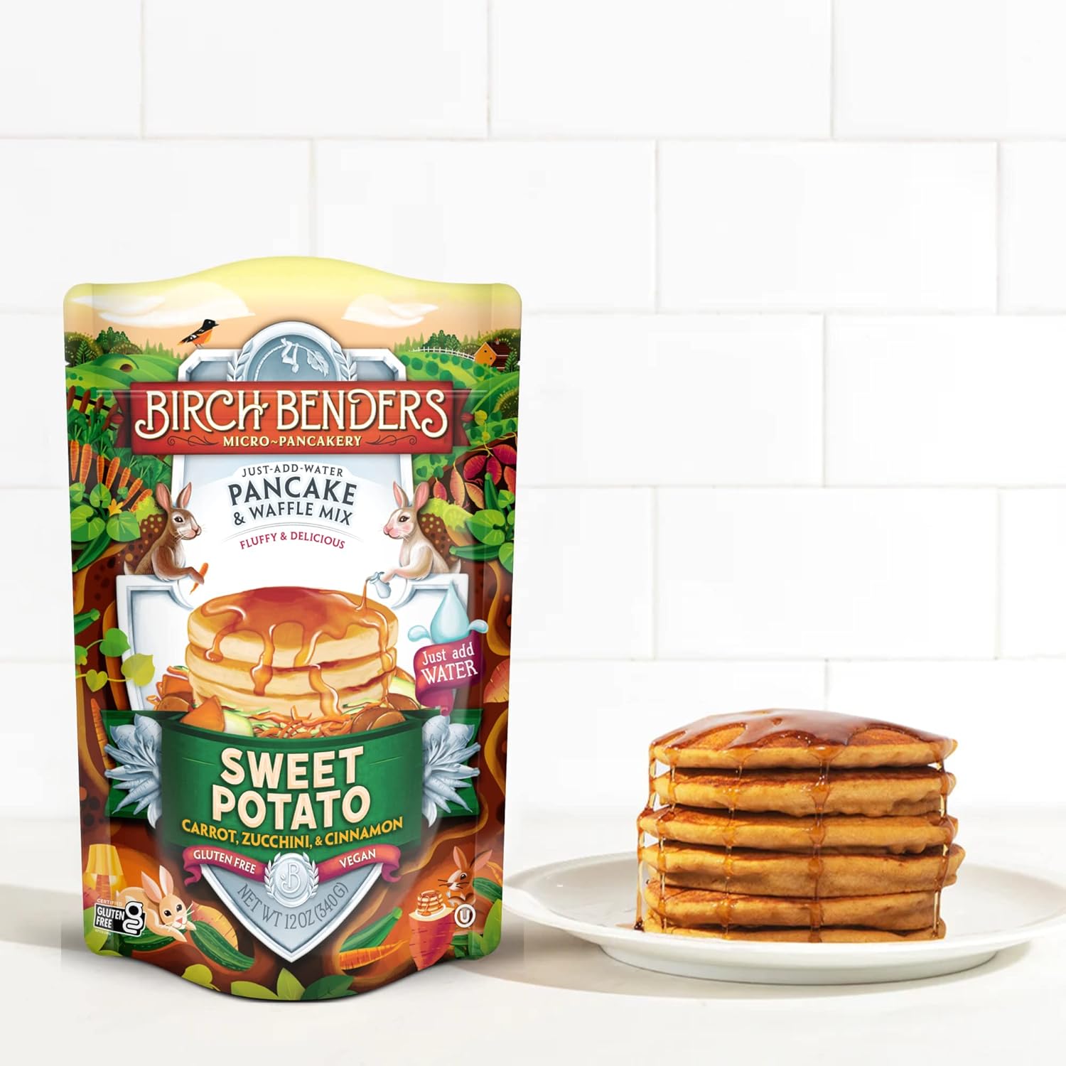 Birch Benders Sweet Potato Just-Add-Water Pancake & Waffle Mix, 12 Ounce (Pack of 3)
