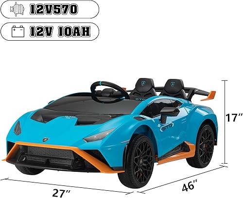 Miniatura 7 de Vehículo eléctrico Lamborghini STO de 12 V con función de deriva, con suspensión de resorte, control remoto de 2.4G, USB y MP3, regalo para niños,