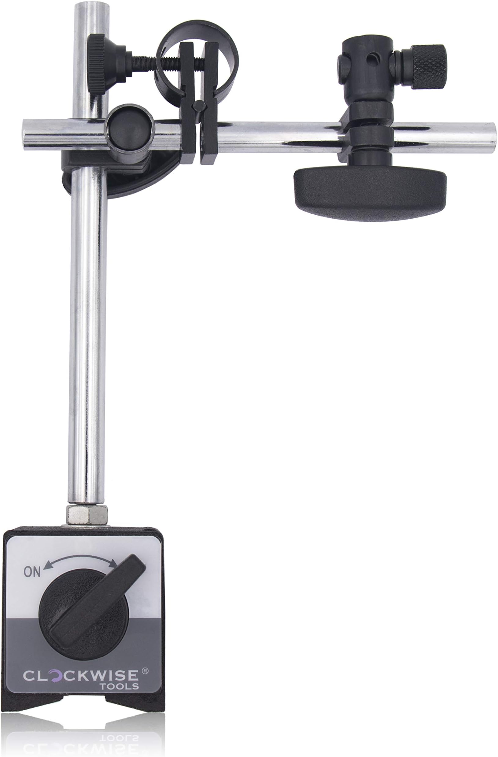 Clockwise Tools MGBR-02 Magnetic Base Stand for Digital Dial Indicator Gauge 176lbs Max Pull