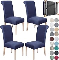 Vista 13 de SPRINGRICO Paquete de 2 fundas para sillas de comedor con cinturón de seguridad, fundas elásticas para sillas Parsons lavables, fundas protectoras