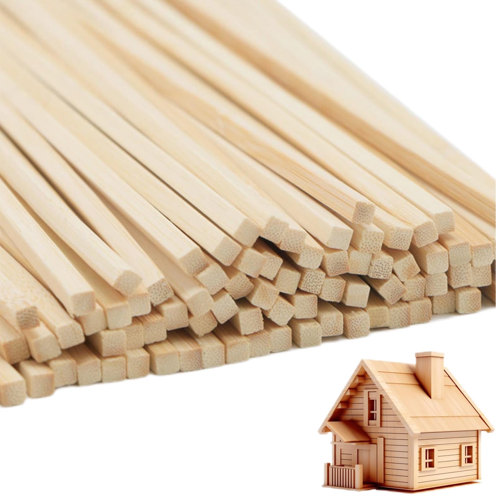 DaTpuik 1/2 x 12 Inch 50 PCS Square Dowel Rods Wood Sticks Wooden Dowel Rods - Unfinished Bamboo Sticks - for Crafts,Home Decor, Model Making and