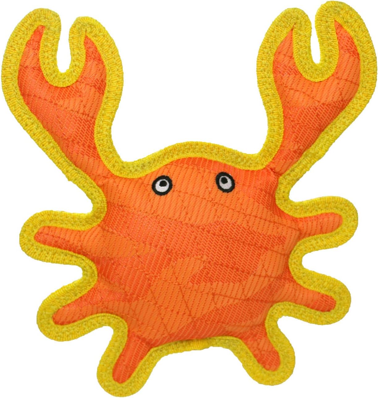 DURA FORCE Durable Woven Fiber-Characters- Squeakers- Multiple Layers. Made Durable, Strong & Tough Play Dog Toy (Tug, Toss & Fetch). Machine Washable & Floats (Orange Crab, Large 2 Pack)