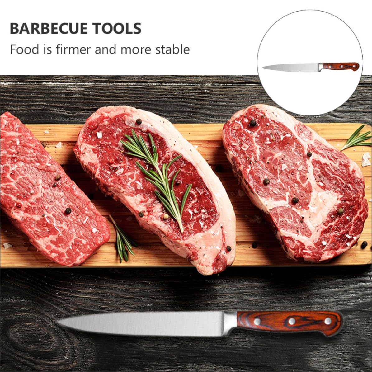 Tenedor y Cortador de Barbacoa Acero Inoxidable Madera