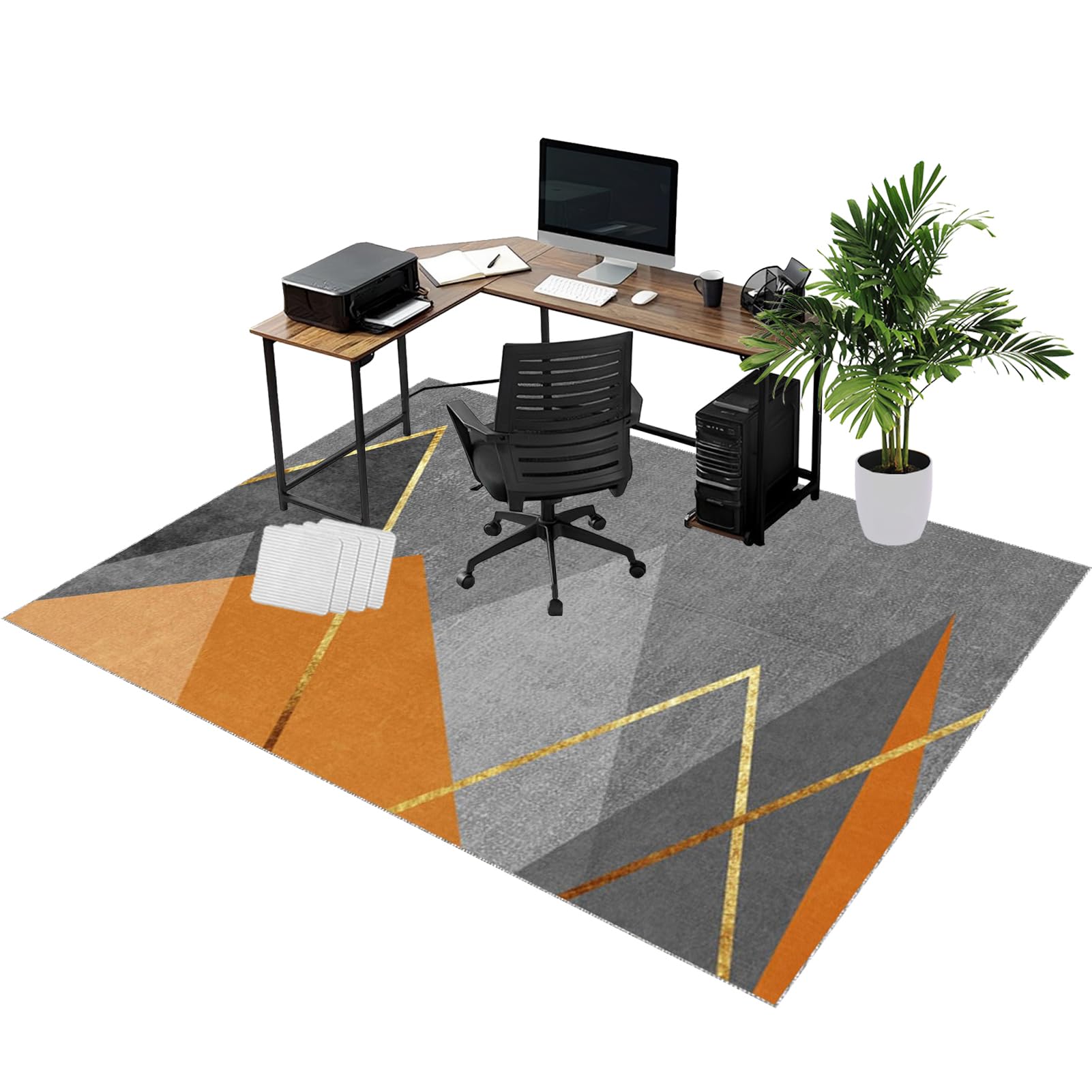 Rolling Chair Mats, Office Chair Mat for Carpet and Wooden Floors 100 x 150 cm Non-slip Gaming Floor Protector, Washable Desk Carpet Protector Rug for Home Office, Non Slip Floor Protection Mat