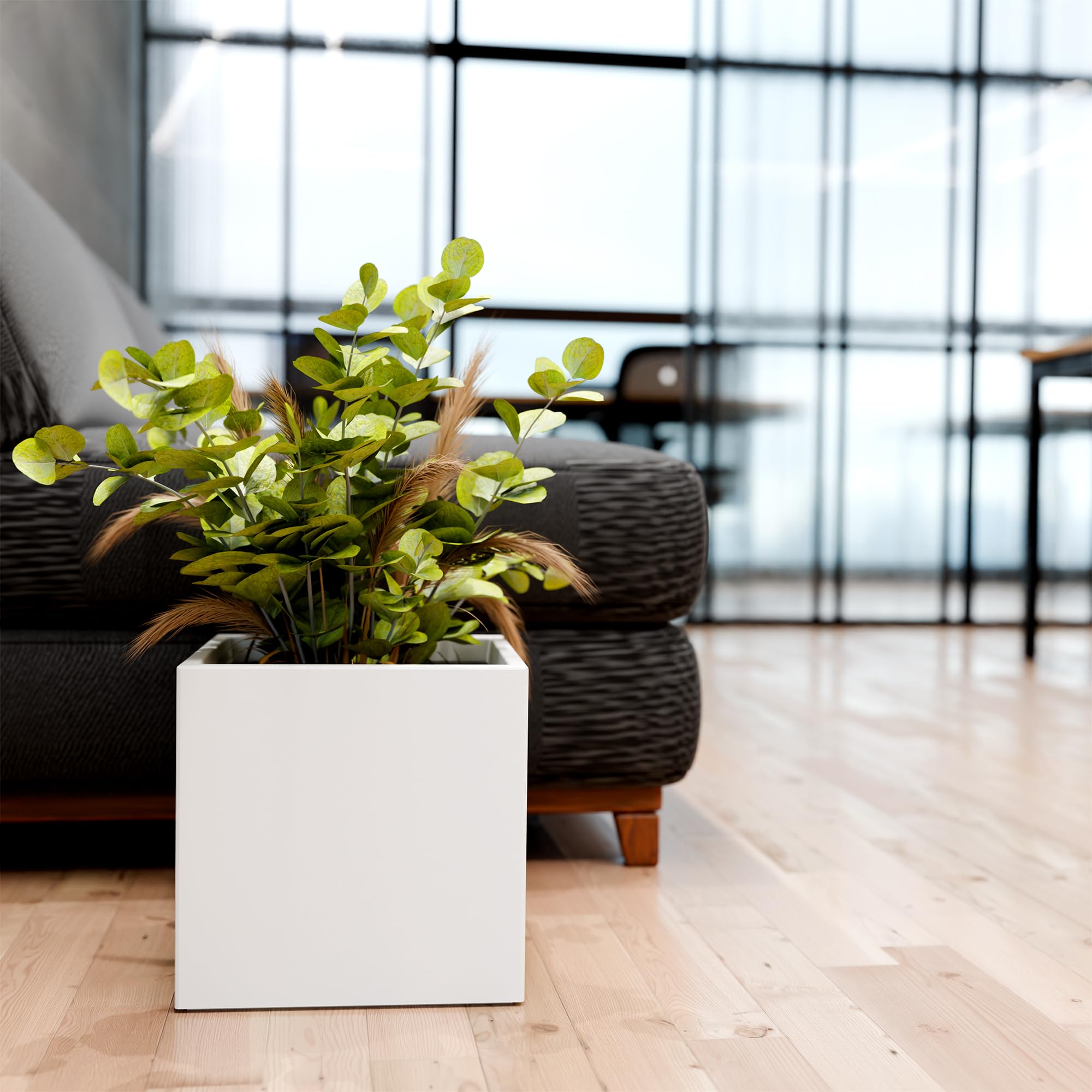 YUCCABE ITALIA FOXB Cubo 12 INCH Cube Pots for Plants Highly Durable Polymers Lightweight Indoor Outdoor Plant Pot Flower Pot Gamla Tree Planter Container Planters for Balcony, Garden, Office-image-41