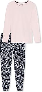 Damen Schlafanzug Set Shirt langarm mit langer Schlafhose - Nachtwäsche
