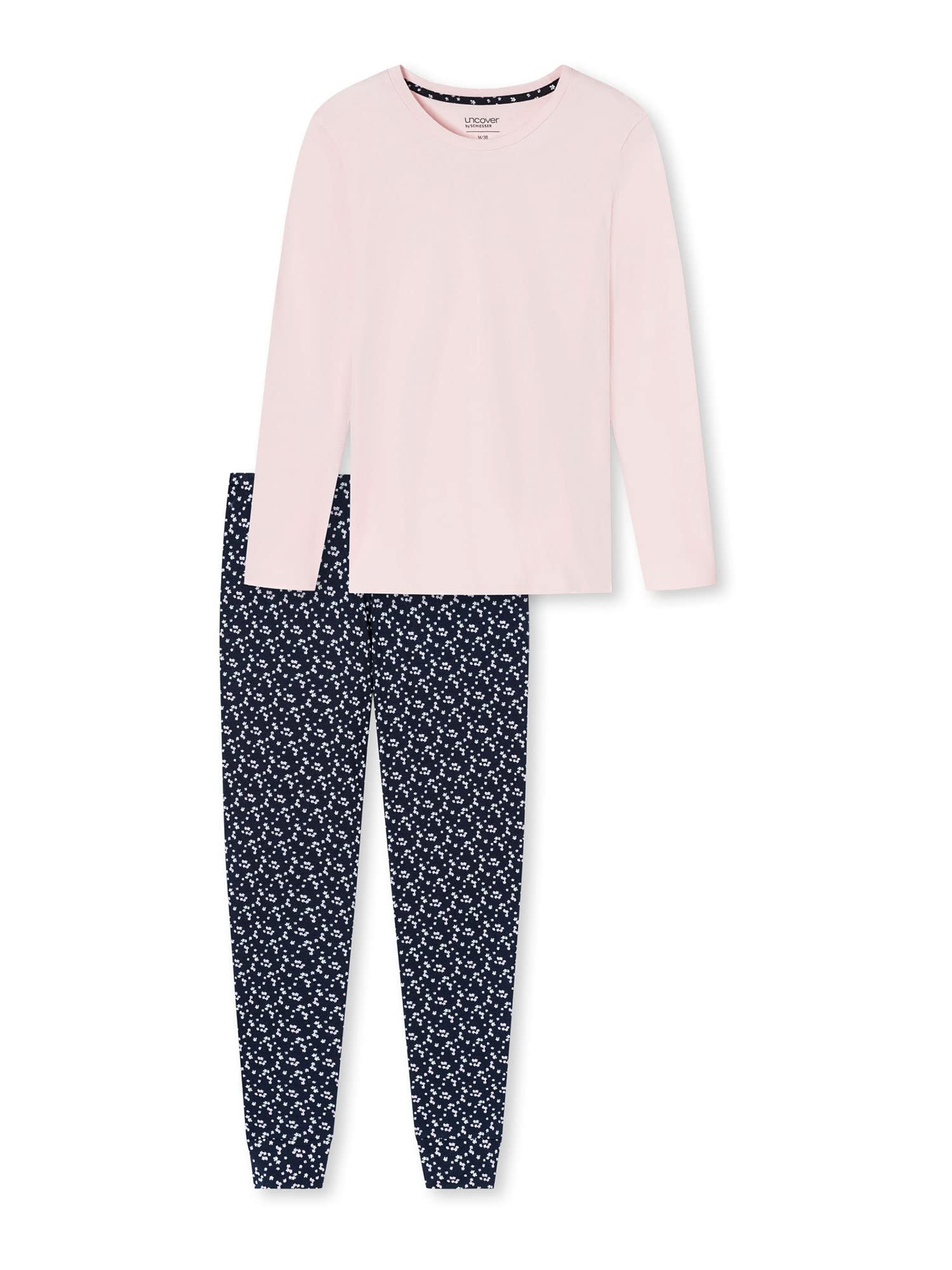 Uncover by Schiesser Damen Schlafanzug Set Shirt langarm mit langer Schlafhose - Nachtwäsche