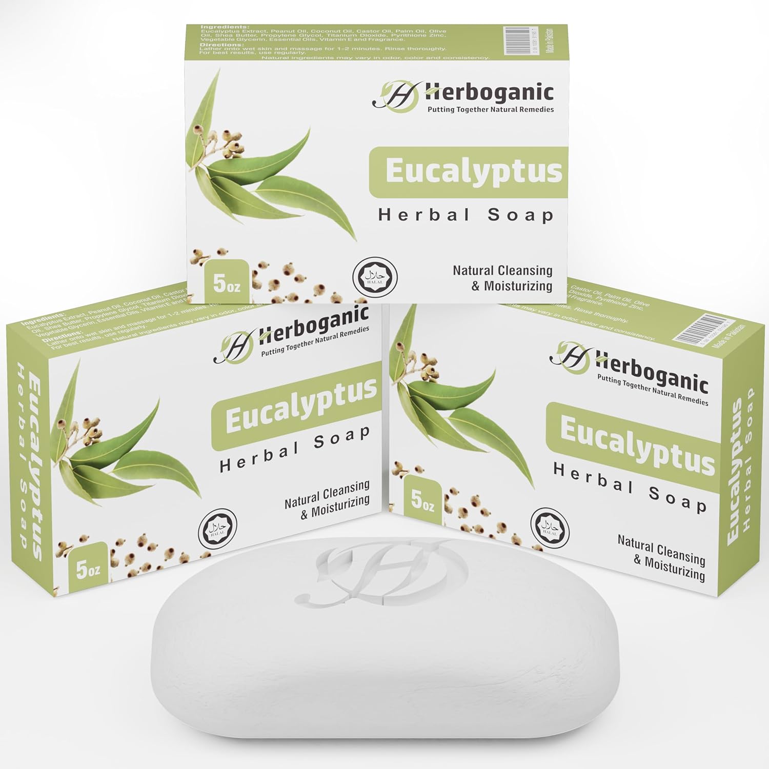HERBOGANIC Aloe Vera Herbal Soap | Pack of 3 of 5oz soap Bar | Natural Bar Soap for Face and Body | Hydrating and Nourishing | Suitable for Men and Women