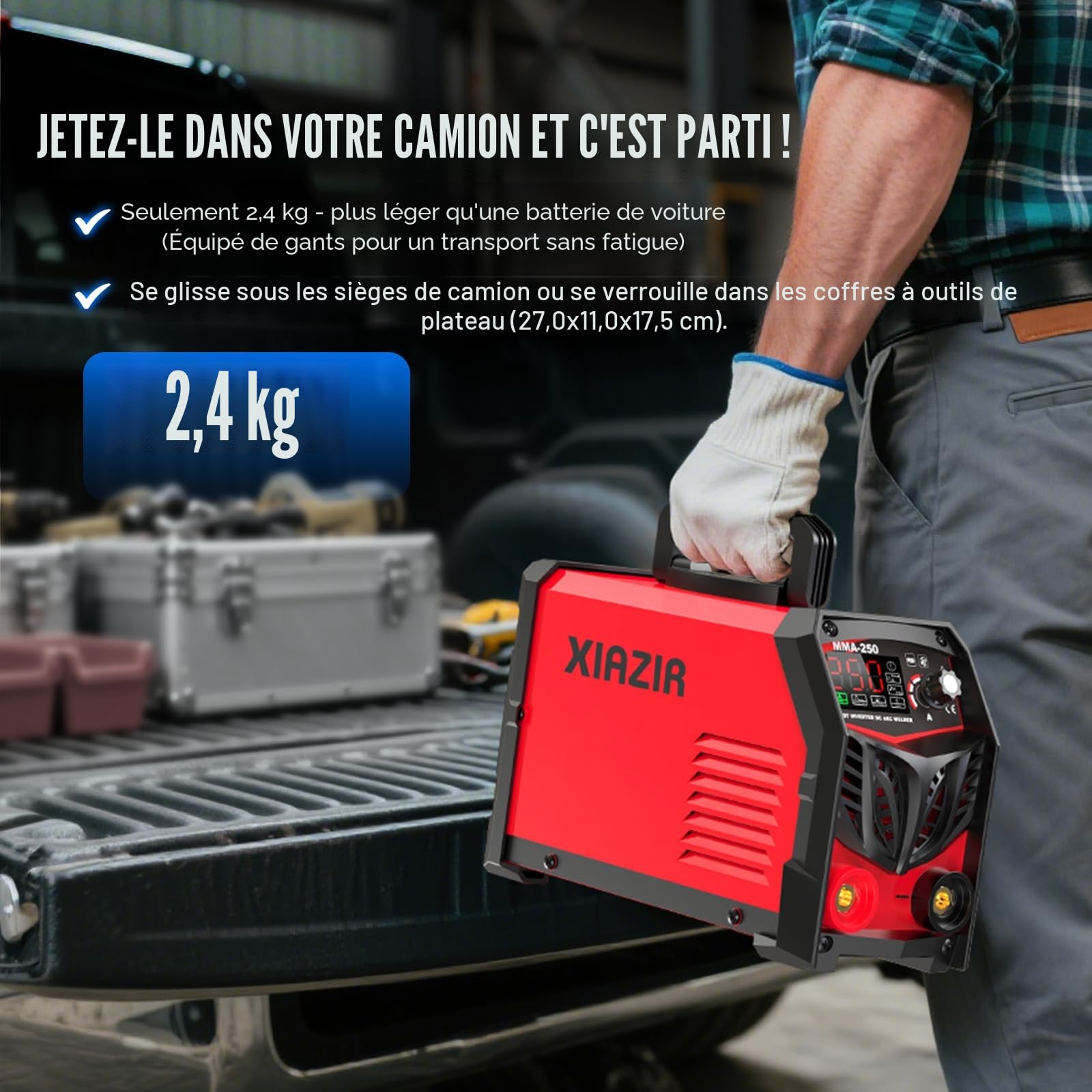 Poste à souder à l’arc 250A 220V avec écran LED, soudeuse portable à onduleur IGBT avec Hot Start, Arc Force & Anti-Stick, kit complet pour bricolage, atelier & ferme