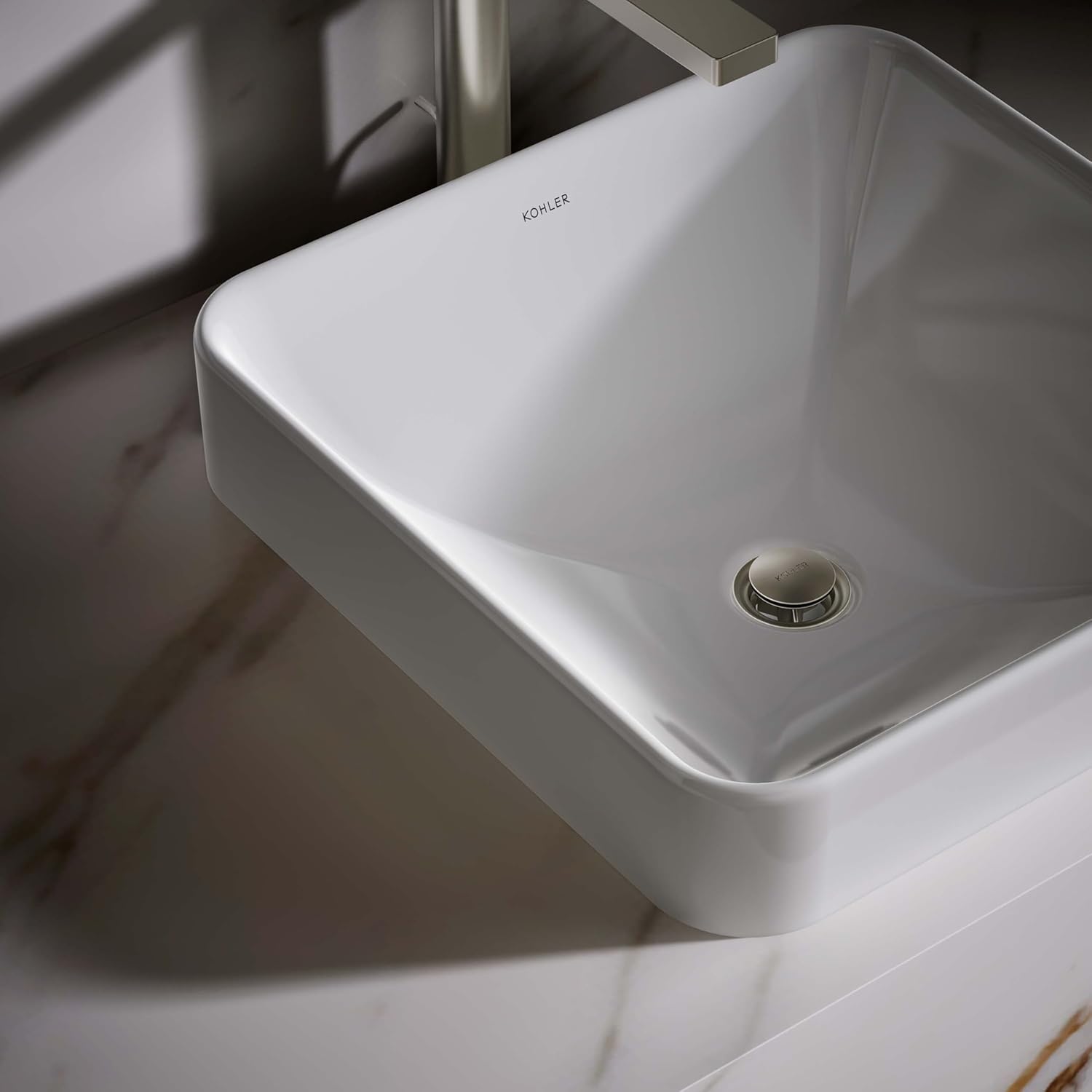 KOHLER 2661-0 Vox Square Vessel Bathroom Sink, Vitreous China, 16-1/4" W X 16-1/4" L, White