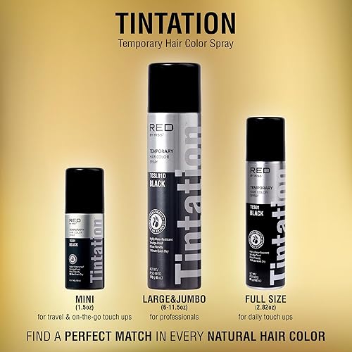 Vista 19 de RED BY KISS TINTATION SPRAY TEMPORAL DE COLOR PARA EL CABELLO 6 OZ #Spray&Mascara (negro),#Spray&Mascara (marrón oscuro),Negro (2 Pack-Black),Negro