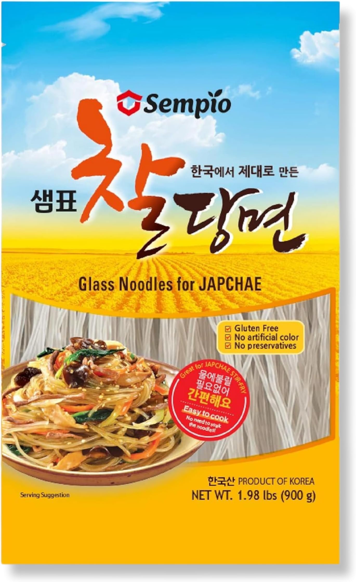 SEMPIO Glass Noodles, Dangmyun - Gluten-Free - Sweet Potato Vermicelli, Ideal...