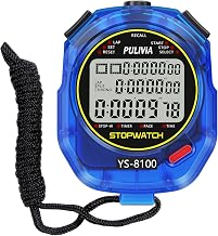 Stopwatch Sports Timer 100 Laps/Splits Digital Stop Watch with Countdown and Alarm Timer Calendar Large Screen for Coaches, Running, Sports Training, Blue