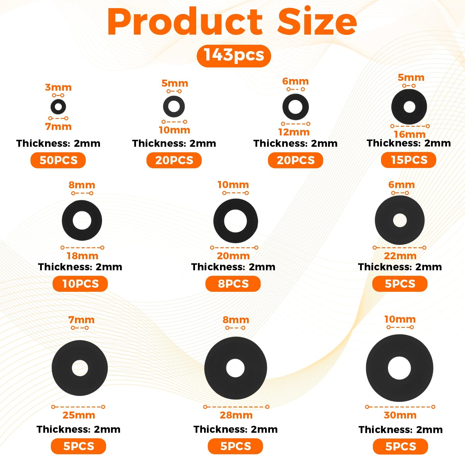 Rubber Washer Kit - 143 Pcs Assortment -2