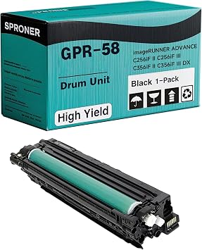 GPR-58 2186C003AA Drum Unit Compatible with Canon imageRUNNER Advance C256iF II C256iF III C356iF II C356iF III DX C257iF DX C357iF Printer, [50000 Pages], Extra High Yield Black