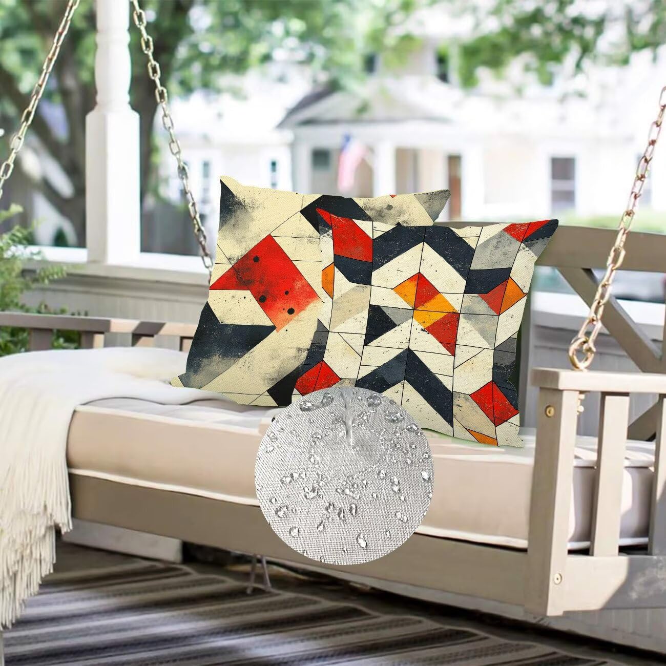 Juego de 4 Fundas Cojines Crema Geometría (6) 70 x 70 cm Fundas Cojines, Decoración Moderna Cojin Exterior, para Sofá salón Coche Cama Sillas Decoración, Cuadrado Terciopelo Sofá Cojín Exterior m-448