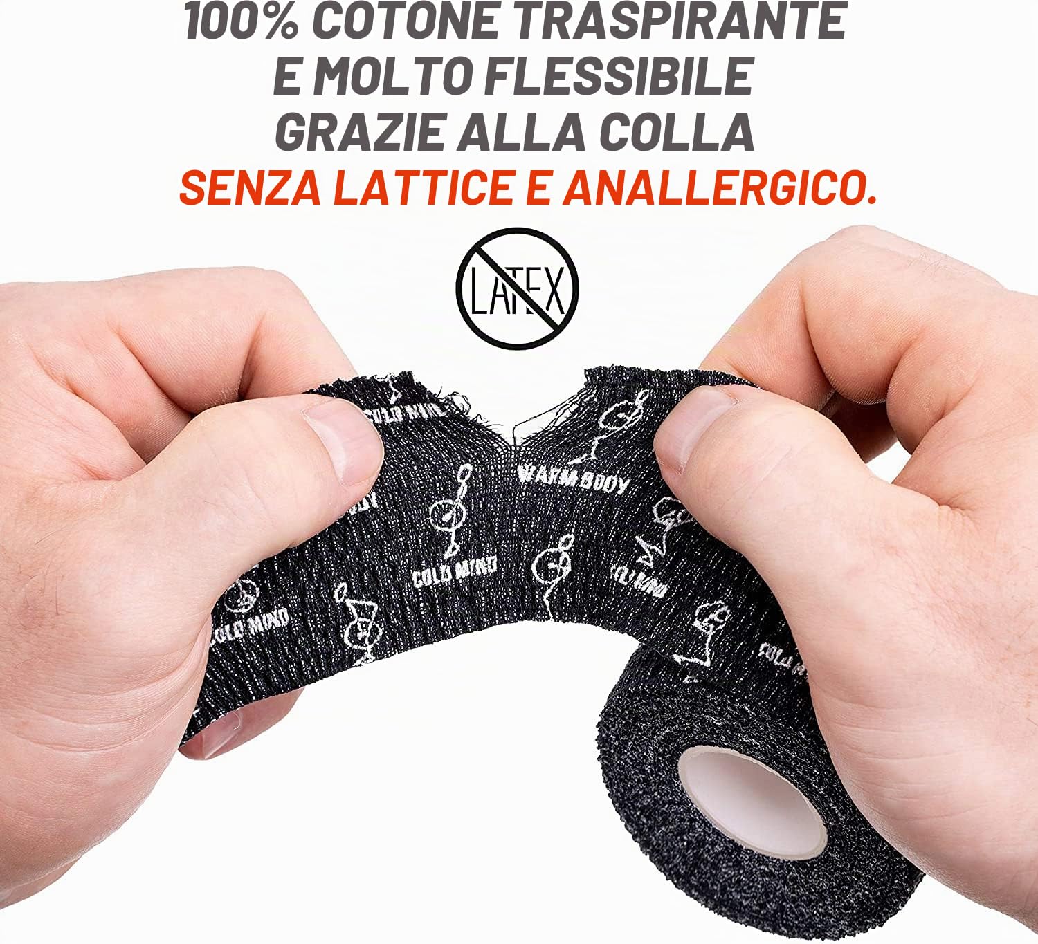 WARM BODY COLD MIND Nastro per Pollice da Sollevamento Pesi - Hook Grip Tape per Powerlifting, Cross Training, Nastro da Palestra, Allenamento, Nastro Sportivo per Dita(Nero 12 Rotoli)