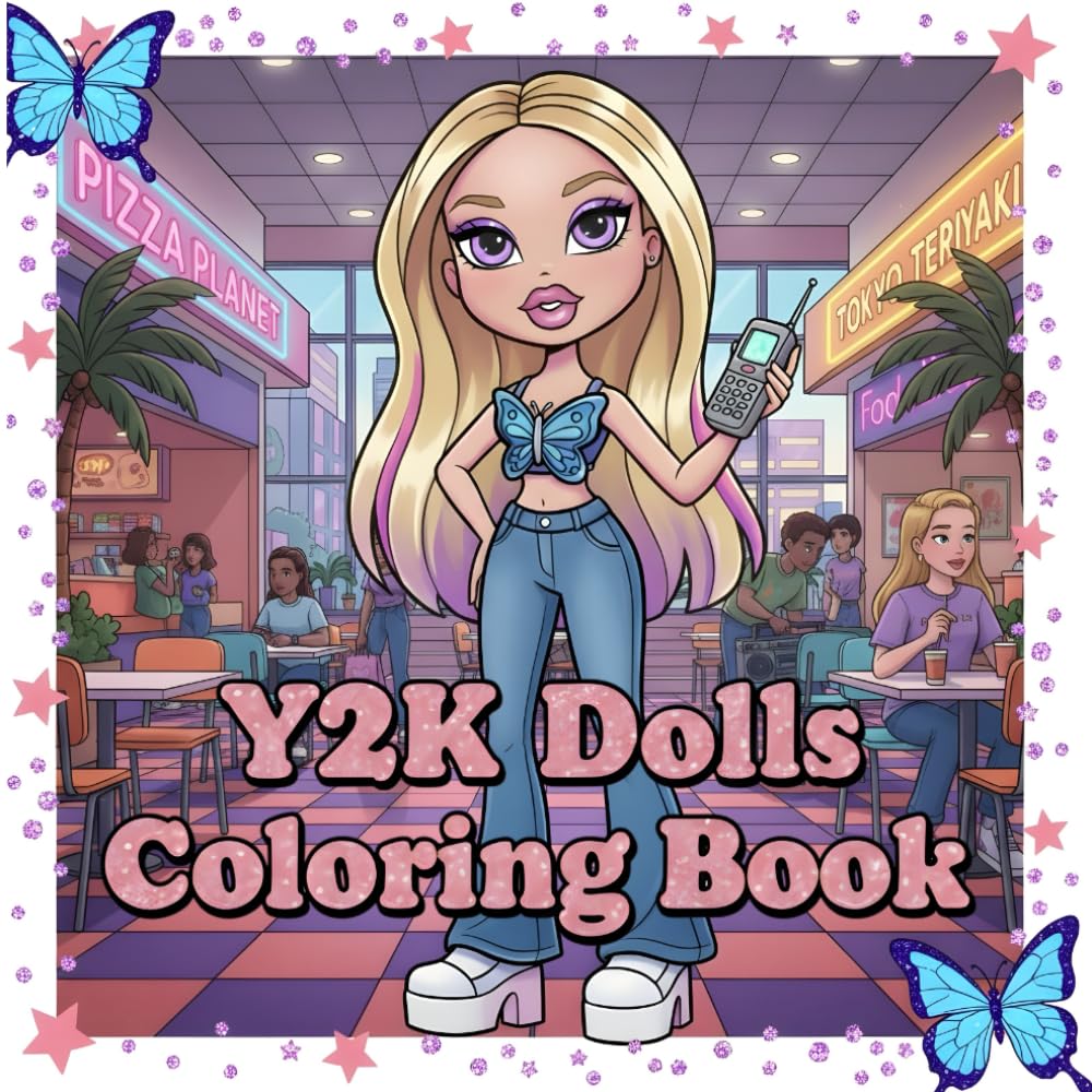 Y2K Dolls Coloring Book: 30 Cute Doll Pages Inspired by Early 2000s Outfits | Bold and Easy for Kids, Adults and Teens | Relaxation and Stress Relief (Nostalgia)