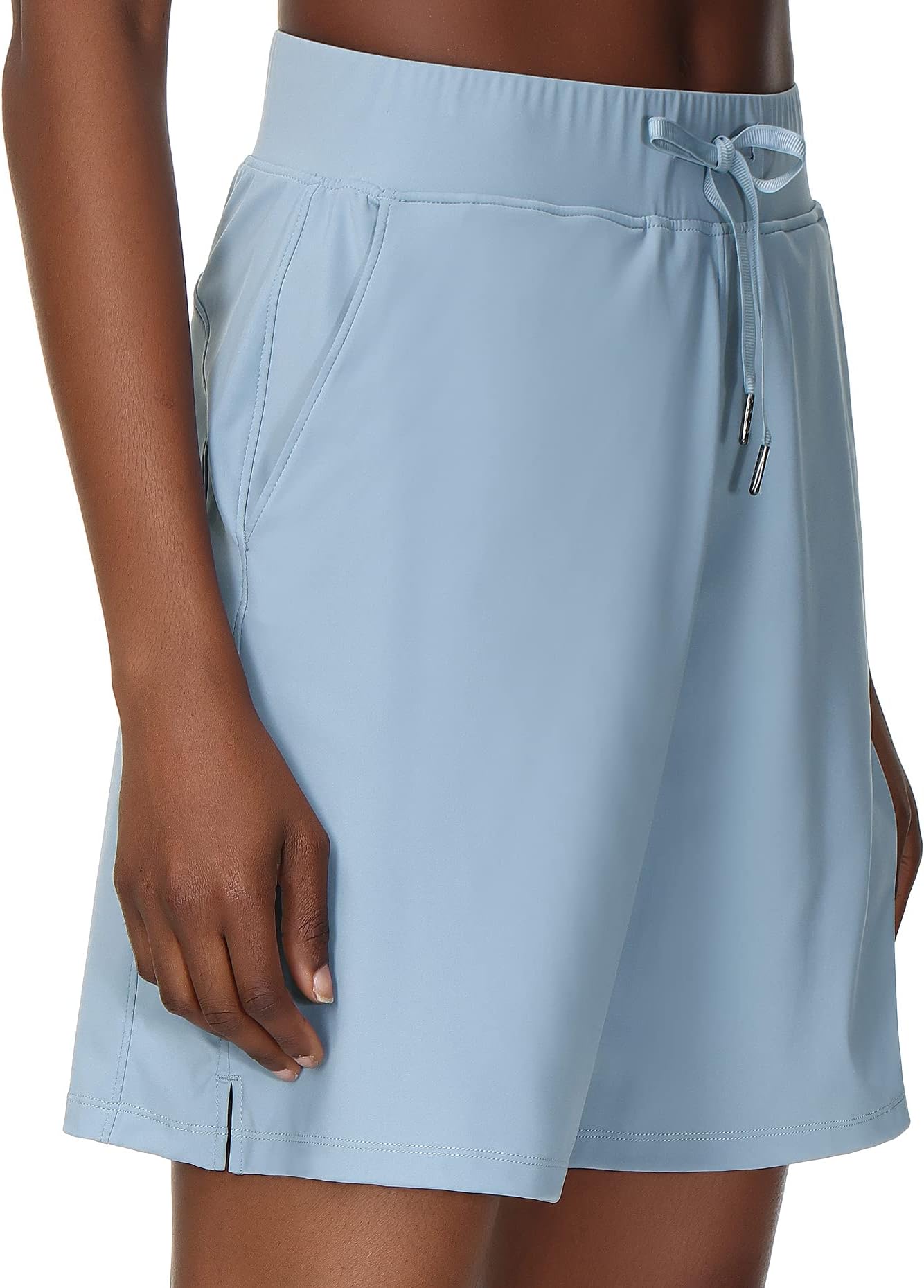 Women's Bermuda Shorts Athletic Long Loose Fit Shorts with Pockets Drawstring Lounge Shorts for Walking Workout Yoga