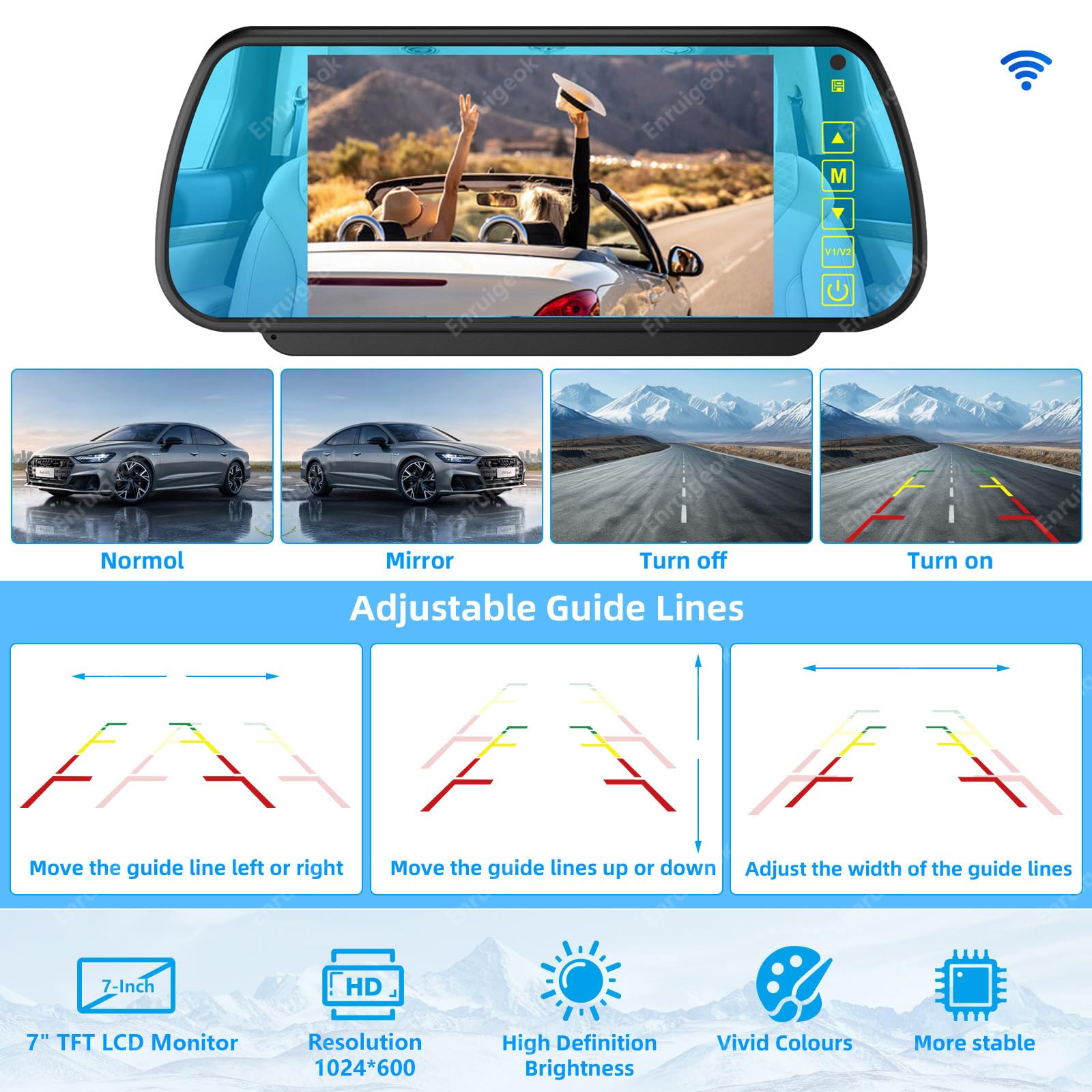 Caméra de Recul sans Fil en pour Renault Trafic 3 (Suction Cup)
