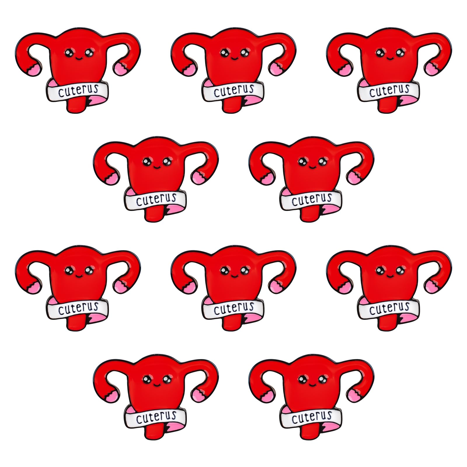 Wandic Women's Uterus 10Pcs Womb Shape Enamel Pins, Ovary Brooches Woman Organ Medical Symbol Brooch Pins Jewelry Gift For Nurse Doctor Feminist Decoration