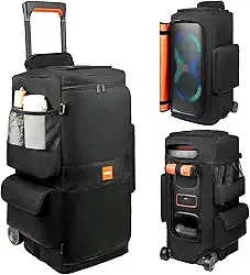Capa de alto-falante compatível com JBL PartyBox 320, bolsa de armazenamento portátil para alto-falante compatível com JBL PartyBox 310 para viagens ao ar livre, preto + laranja, apenas capa