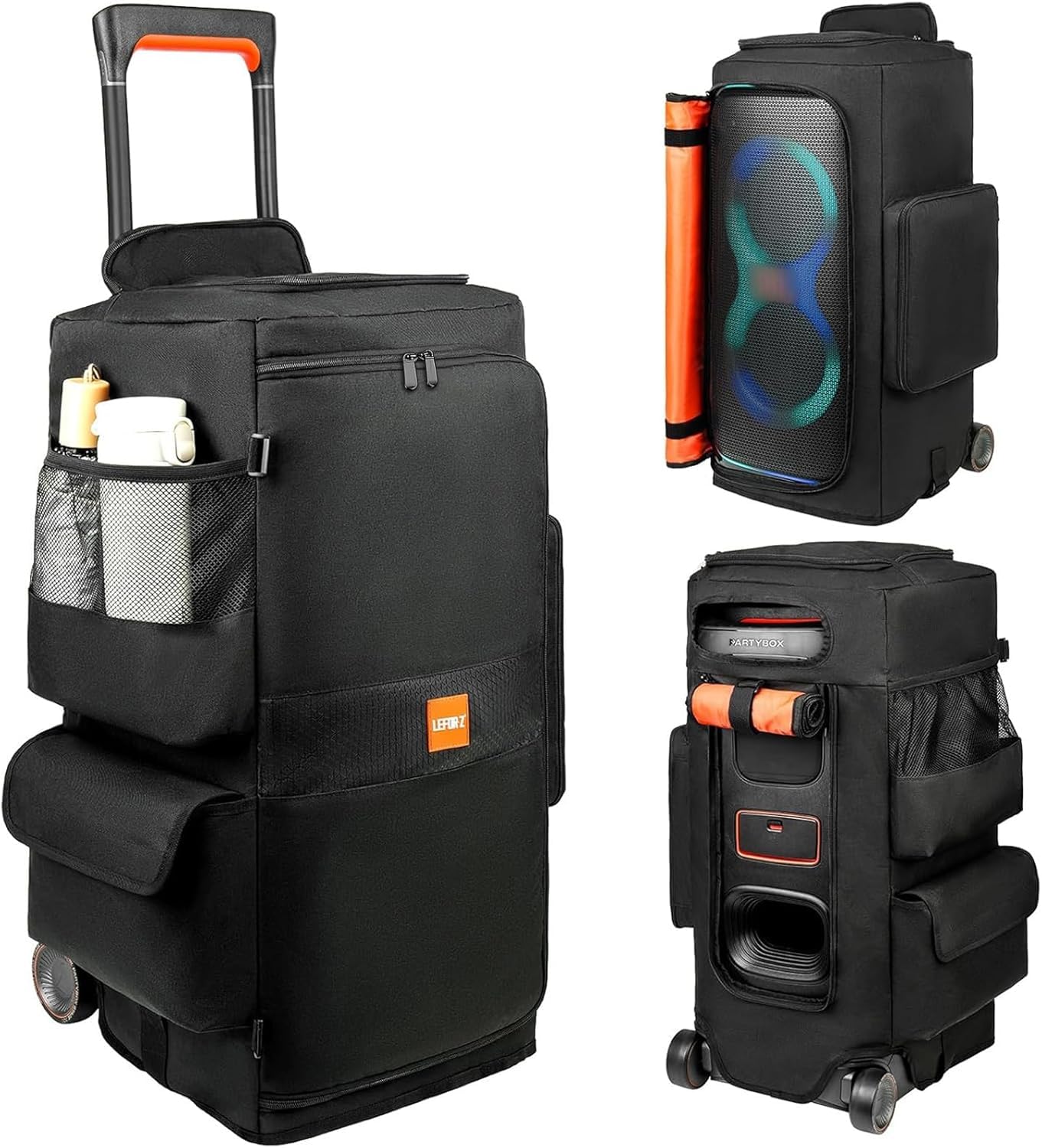 LEFOR·Z Tragetasche kompatibel mit JBL Partybox Stage 320 und Zubehör,Staubschutzhülle für Tragbare Lautsprecher,Aufbewahrungstasche hülle passend für JBL PartyBox 310,Schwarz Orange(nur Abdeckung)