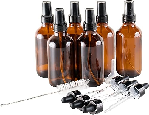 A Bar Above Amber Mister - Juego de botellas y goteros para ojos botella cuentagotas de vidrio resistente con embudo pequeño rociador atomizador