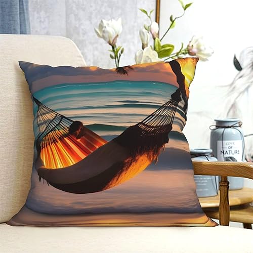 Miniatura 6 de Hamaca de playa con diseño de puesta de sol, fundas de cojín decorativas para sofá, cama, sofá, sala de estar, dormitorio, automóvil