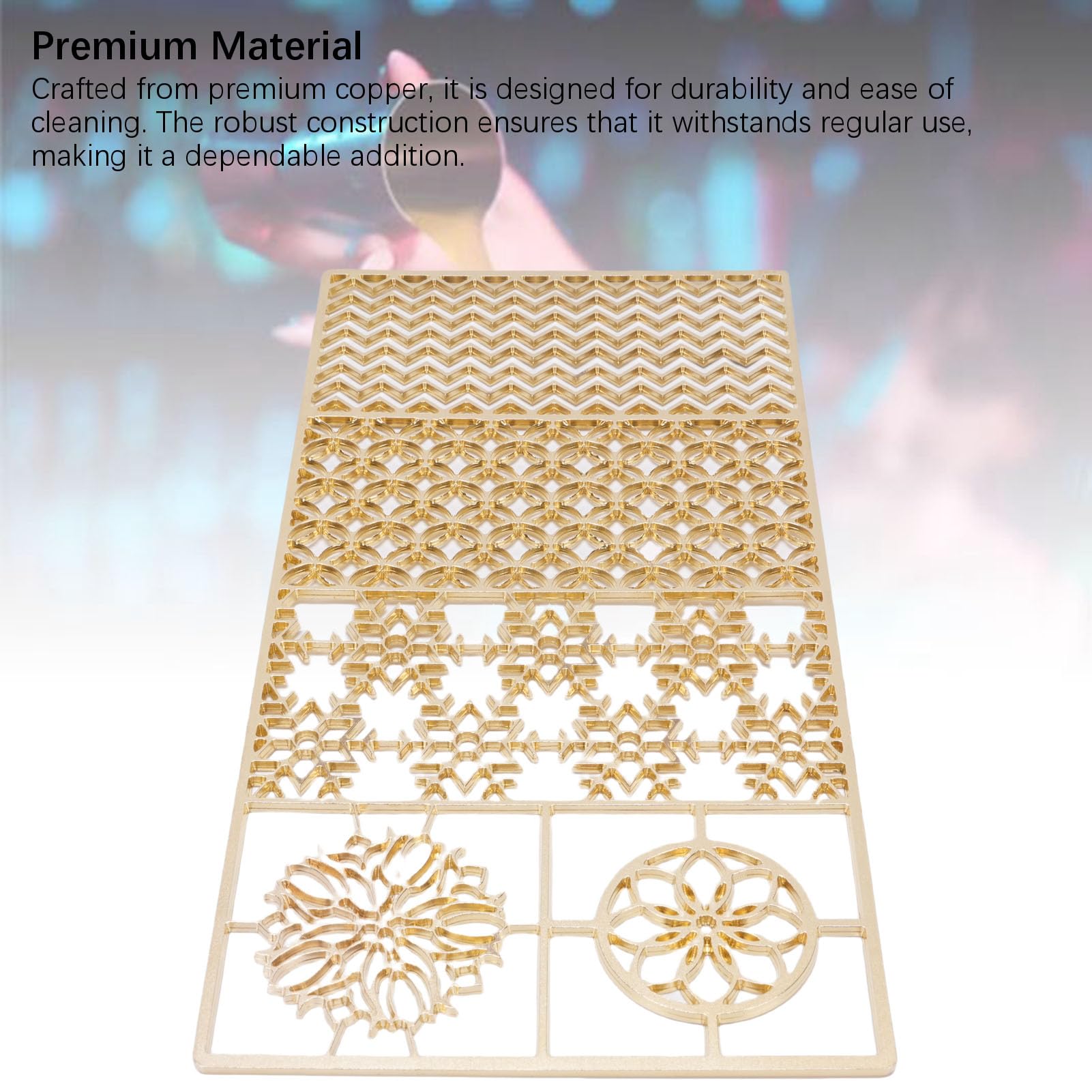 Cocoarm Bandeja Transparente para Sellos de Hielo, Sello de Cobre para Cubitos de Hielo para Patrones Rápidos, Diseño Rápido de Prensa de de 5 Segundos para Cócteles, Whisky, Fiestas en Casa y (D03