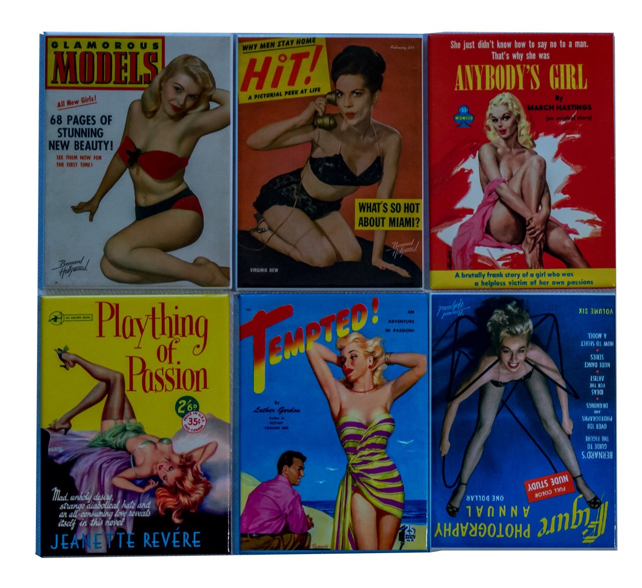Retro Pulp Iconic Pin Up Girl Magnets - Set of 6