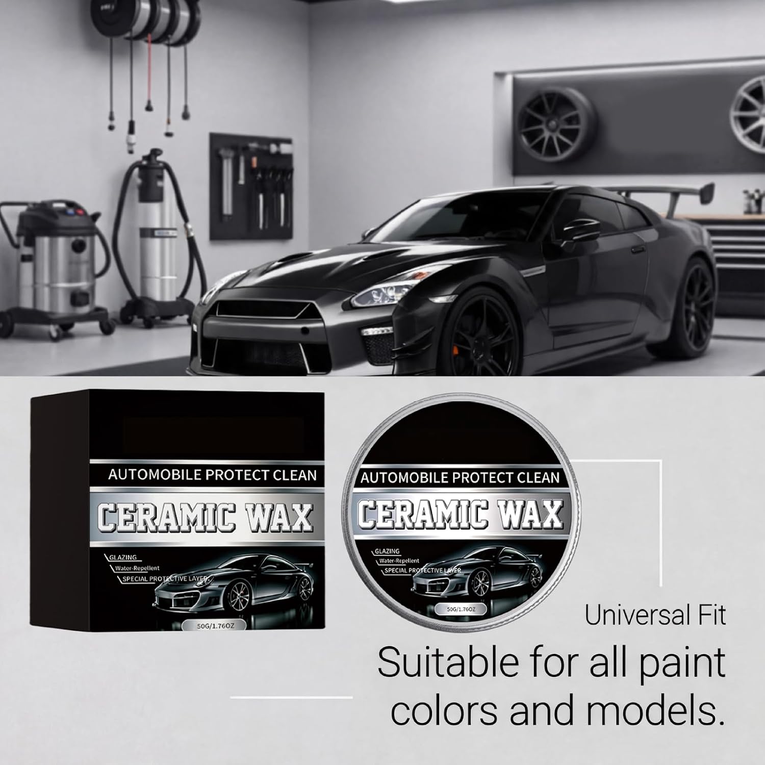 Vehicle Paint Waxing Set with 50 G Ceramic Wax Jar