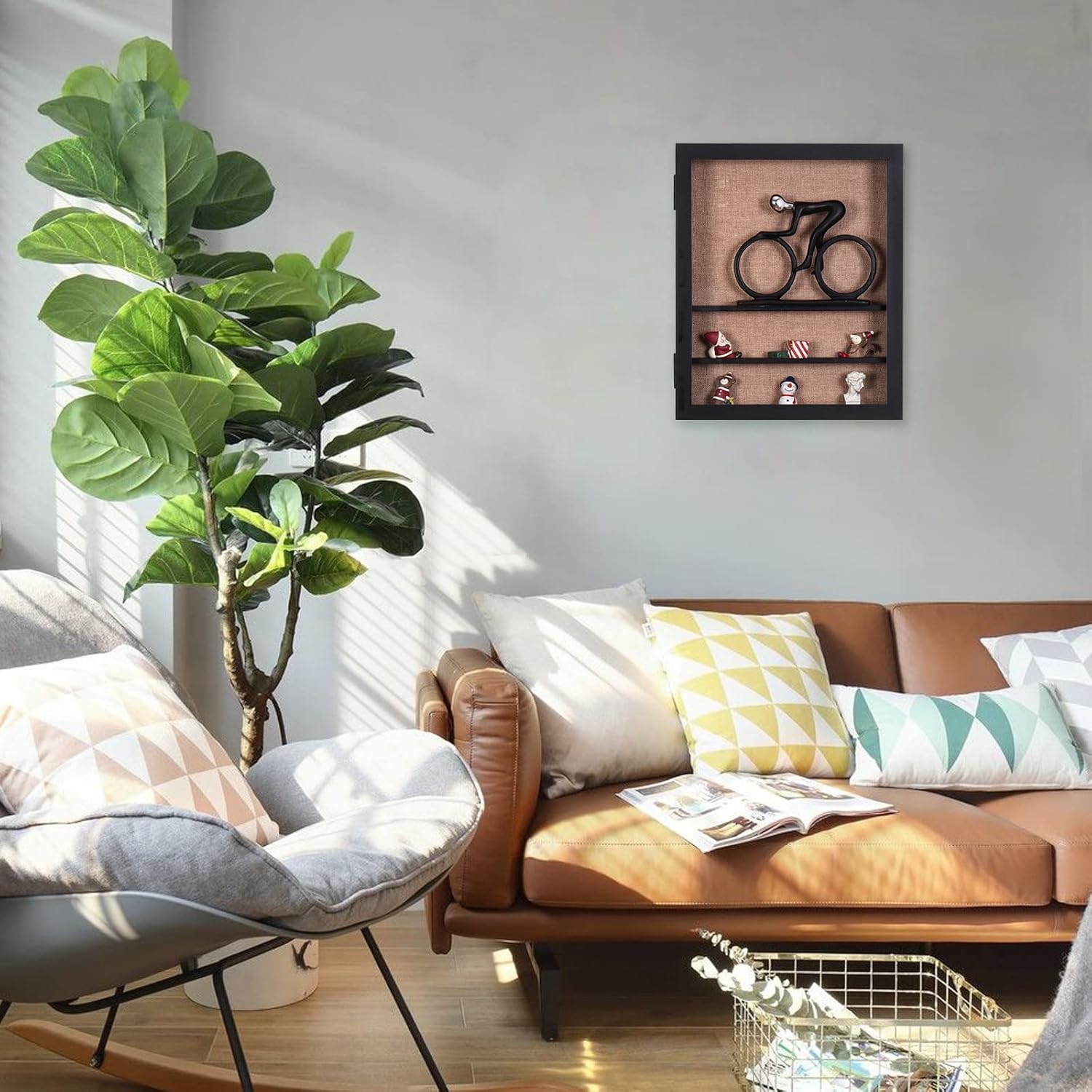 14x17 Shadow Box with Shelves, Extra Large Shadow Boxes Display Cases with Movable Shelf for Keepsake Pin Shell Pictures Flowers Wedding Baby(Black)