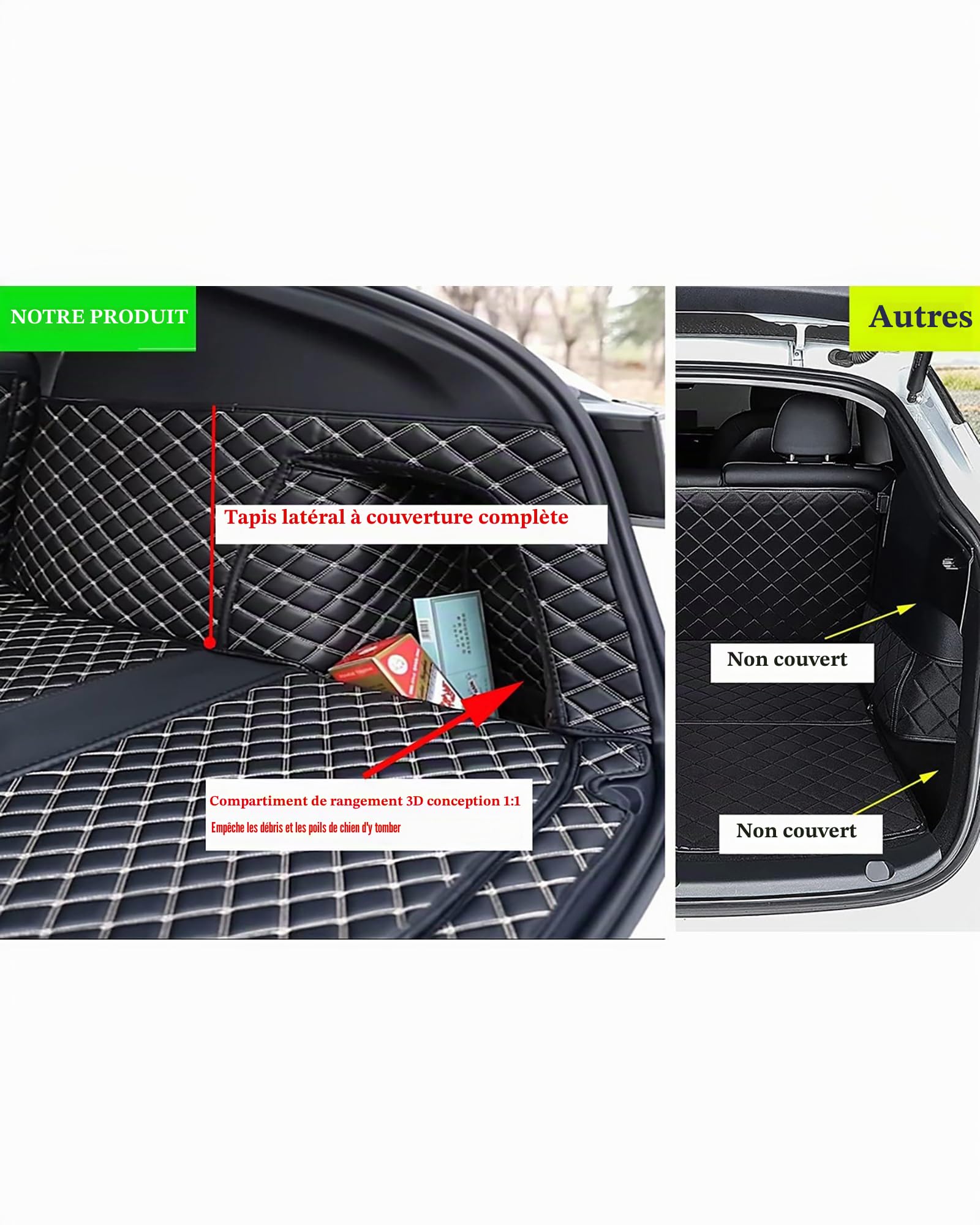 Tapis de coffre pour Tesla Model Y Juniper Launch Edition 2026 (5 places) - Couverture complète de luxe, imperméable, ajustement personnalisé (noir/beige)