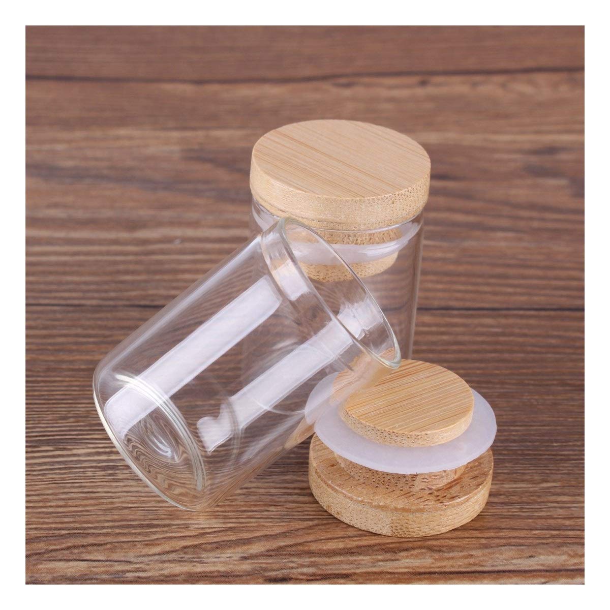 ZHaonan- pequeños tubos de ensayo, 24 piezas de tubos de ensayo de 15 ml 30 * 40 mm, con bambú tapas de vidrio Frascos de vidrio Frascos deseando la botella Bolttes Wish, for la boda hace el regalo ,