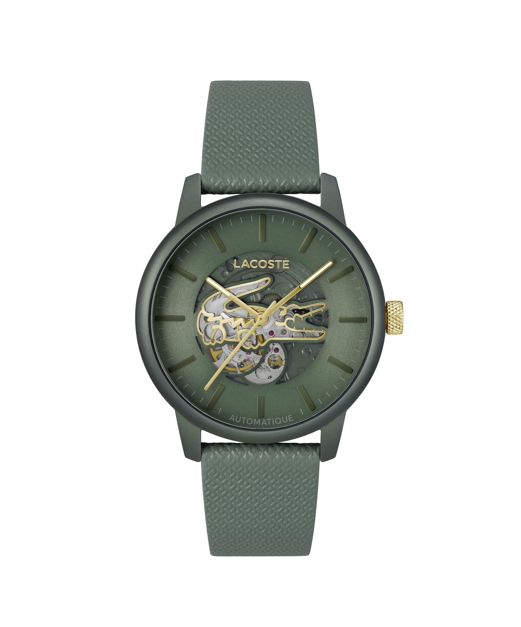 Lacoste.12.12 Men's Automatic Watch - Sporty Leather Strap - Water Resistant up to 5ATM/50 Meters - Self-Winding - Premium Fashion Timepiece - Gift for Him - 44mm