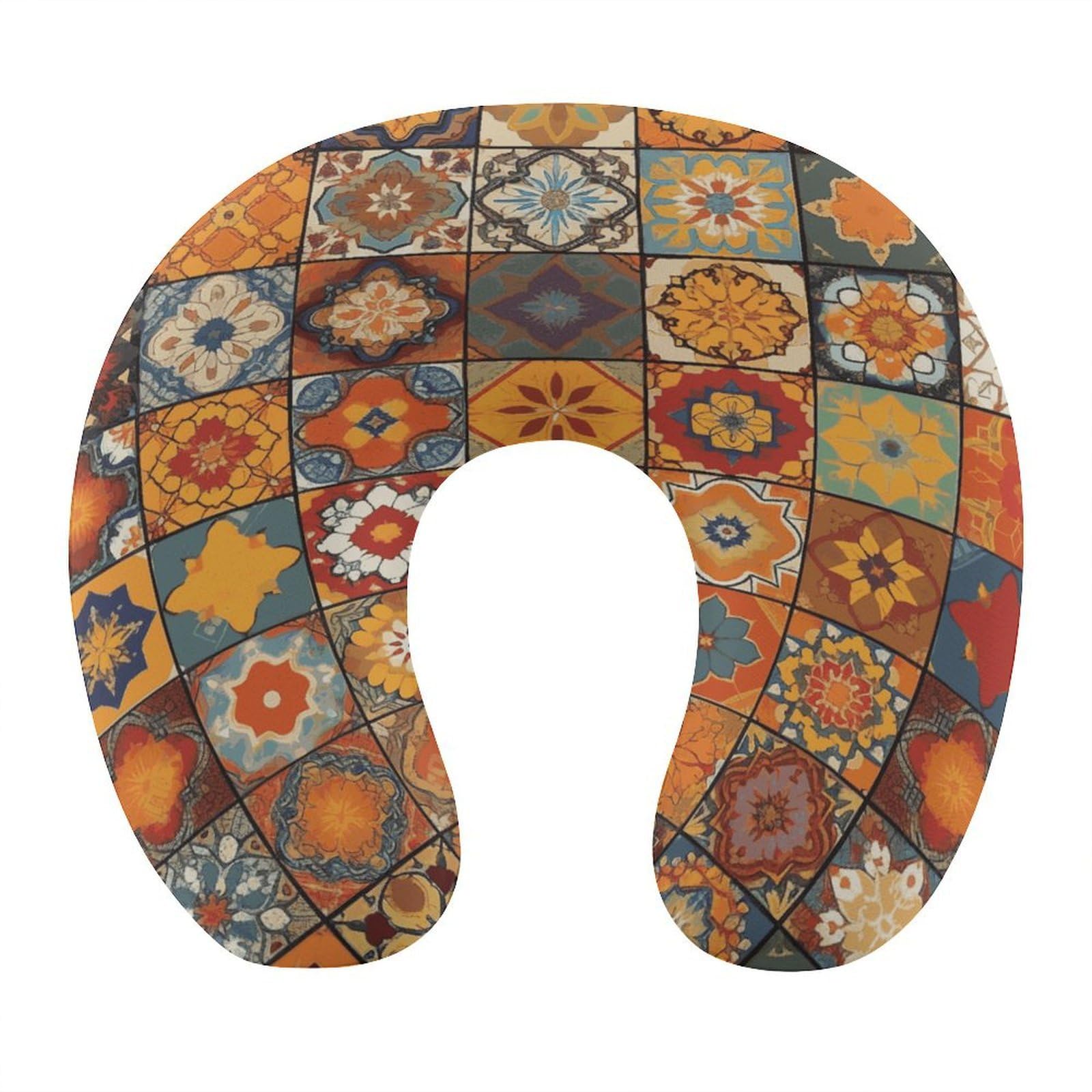 Btcowzrv Style Group Of Moroccan Geometric U Shaped Neck Pillow Travel Pillows