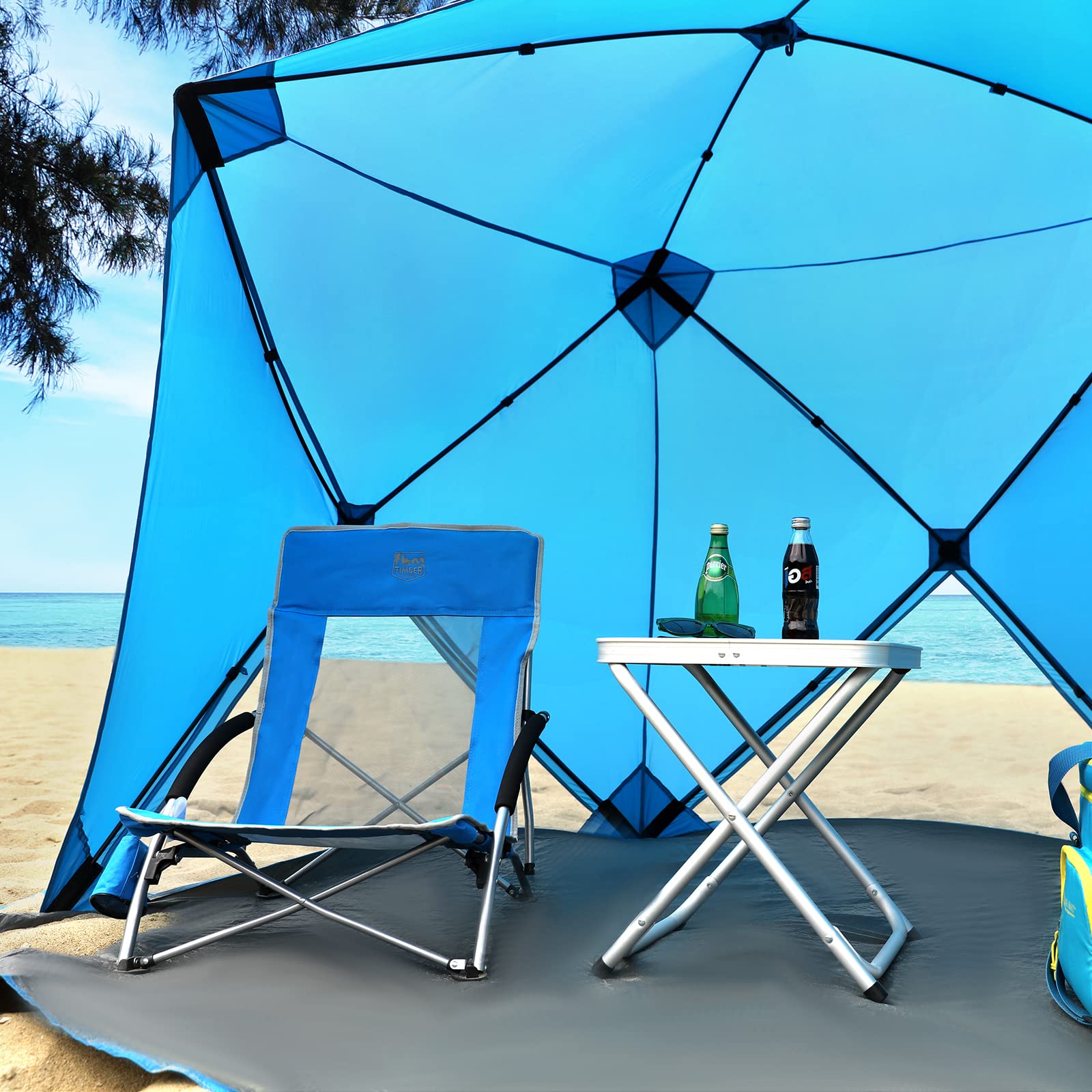 TIMBER RIDGE Sedia da Spiaggia Pieghevole Portatile con Basso Seduta, Schienale Alto Mesh Ultraleggero