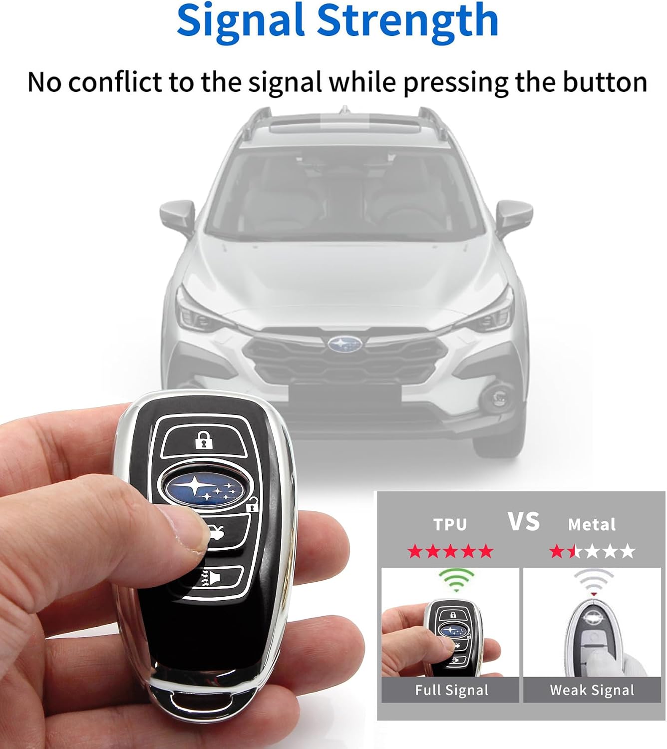 For Subaru Forester Outback Key cover & Key chain (Black Set) image 5