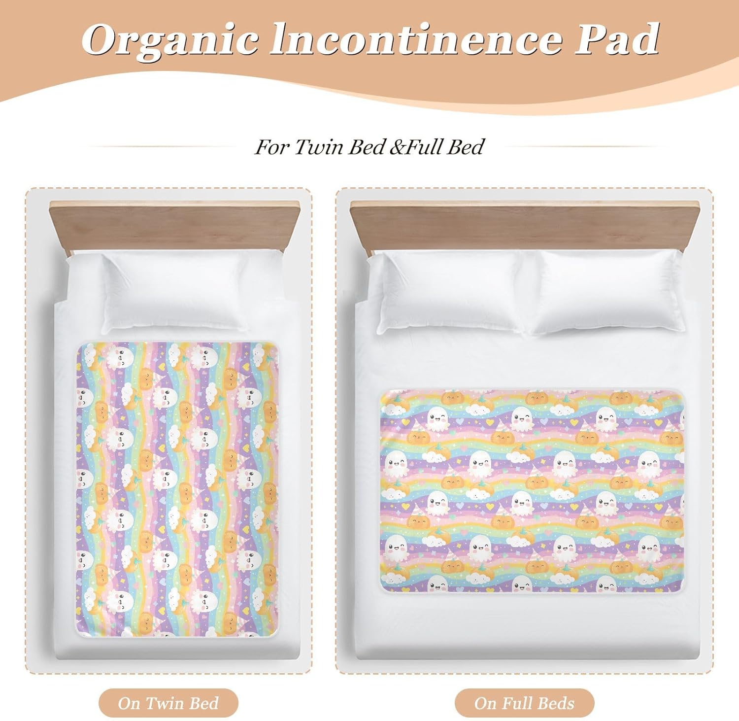 Pumpkin Cartoon Extra Large Resuable Potty Training Pee Pad Waterproof Washable Potty Training Cover Cute Cool Pee Mats for Infant Toddler , 52" L x 34" W