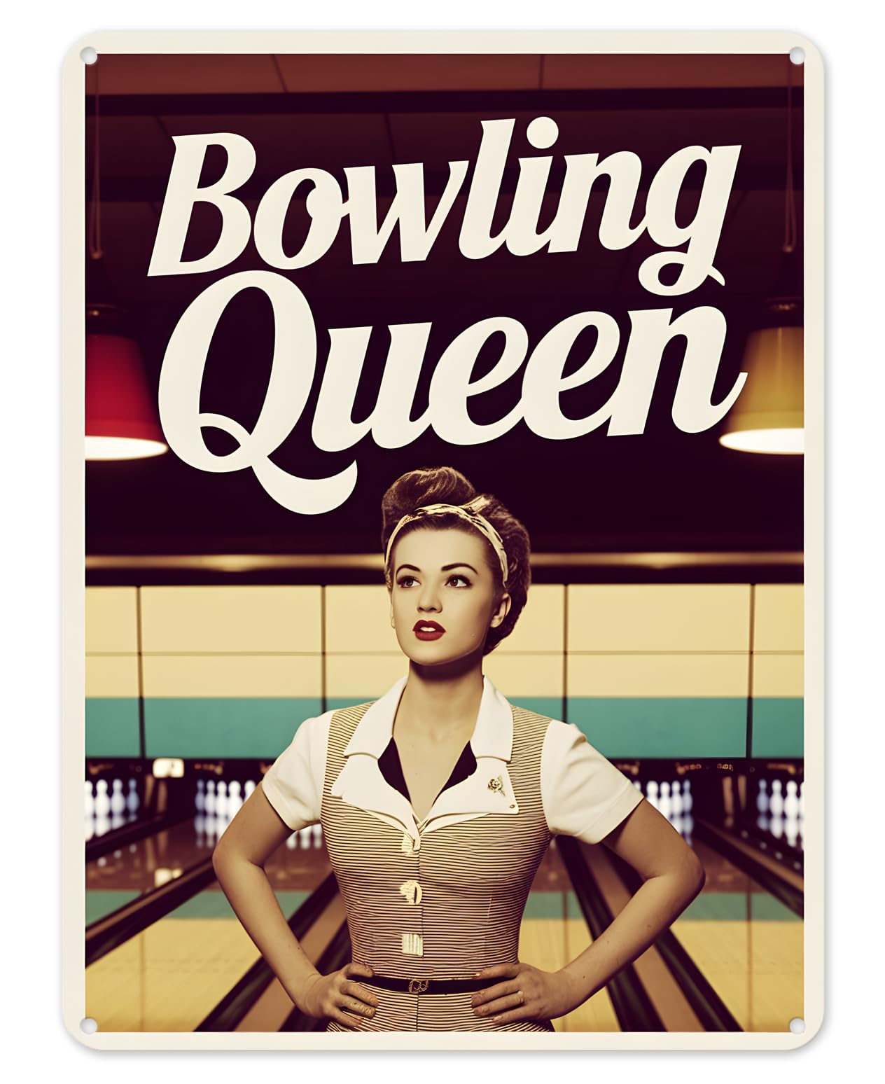 Shopagift Bowling Queen Retro Metal Poster Wall Tin Sign Man Cave Shed Bar Bedroom Home Kitchen - A4