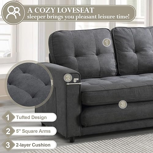 Miniatura 5 de JEEOHEY Sofá cama biplaza, sofá cama convertible de 83 pulgadas de largo para sala de estar, futón plegable para apartamento de espacios pequeños,