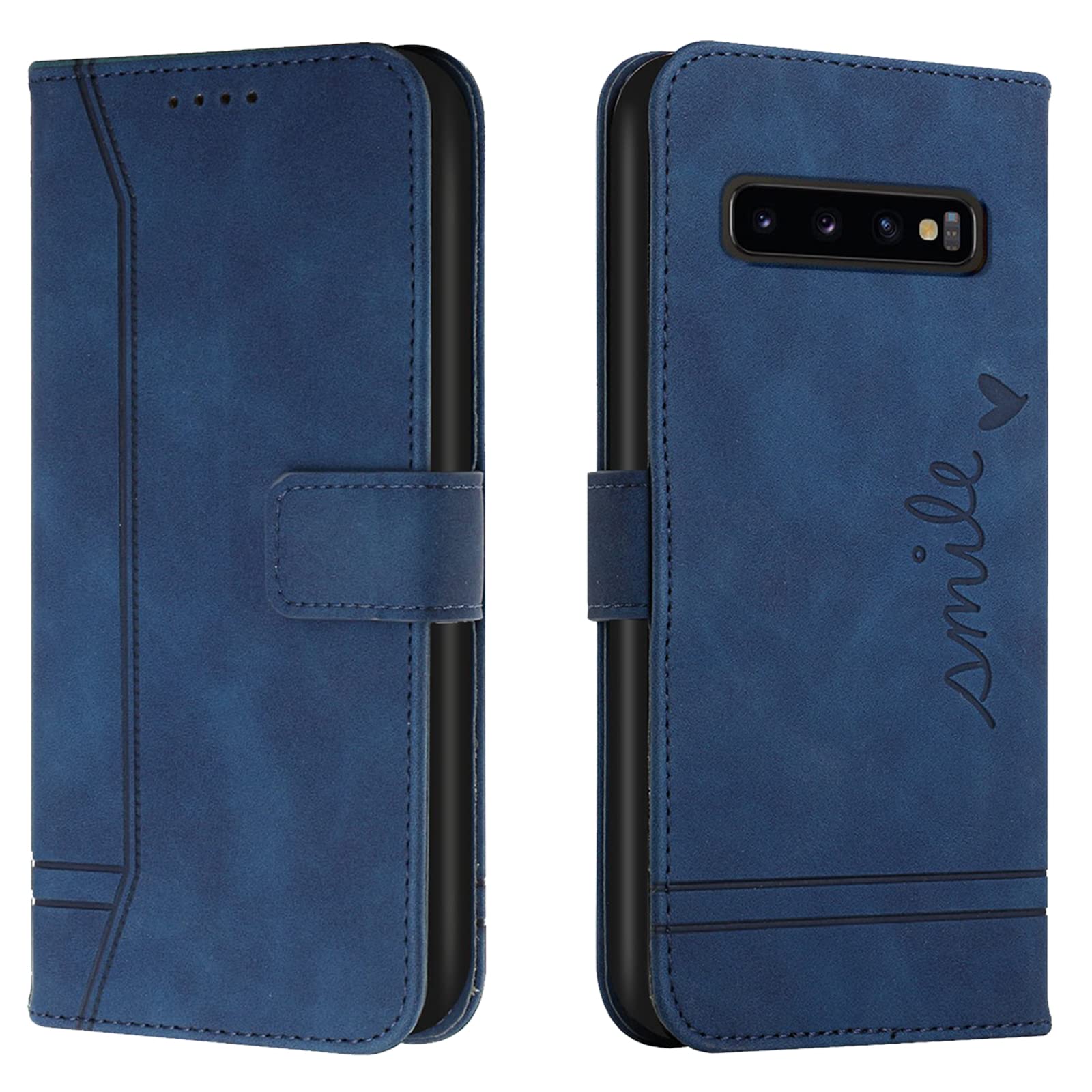 Lihondar Compatible with Huawei P10 Case, PU Leather Folio Wallet Protective Flip Cover with Card Holder Magnetic Closure Kickstand [TPU Shockproof] Phone Case Cover for Huawei P10 (Blue)